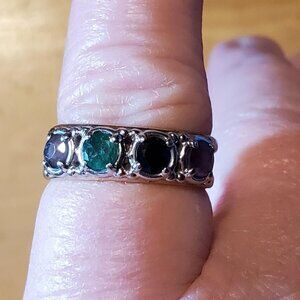 Gold Ring with 4 Gem Stones - Size 6.75